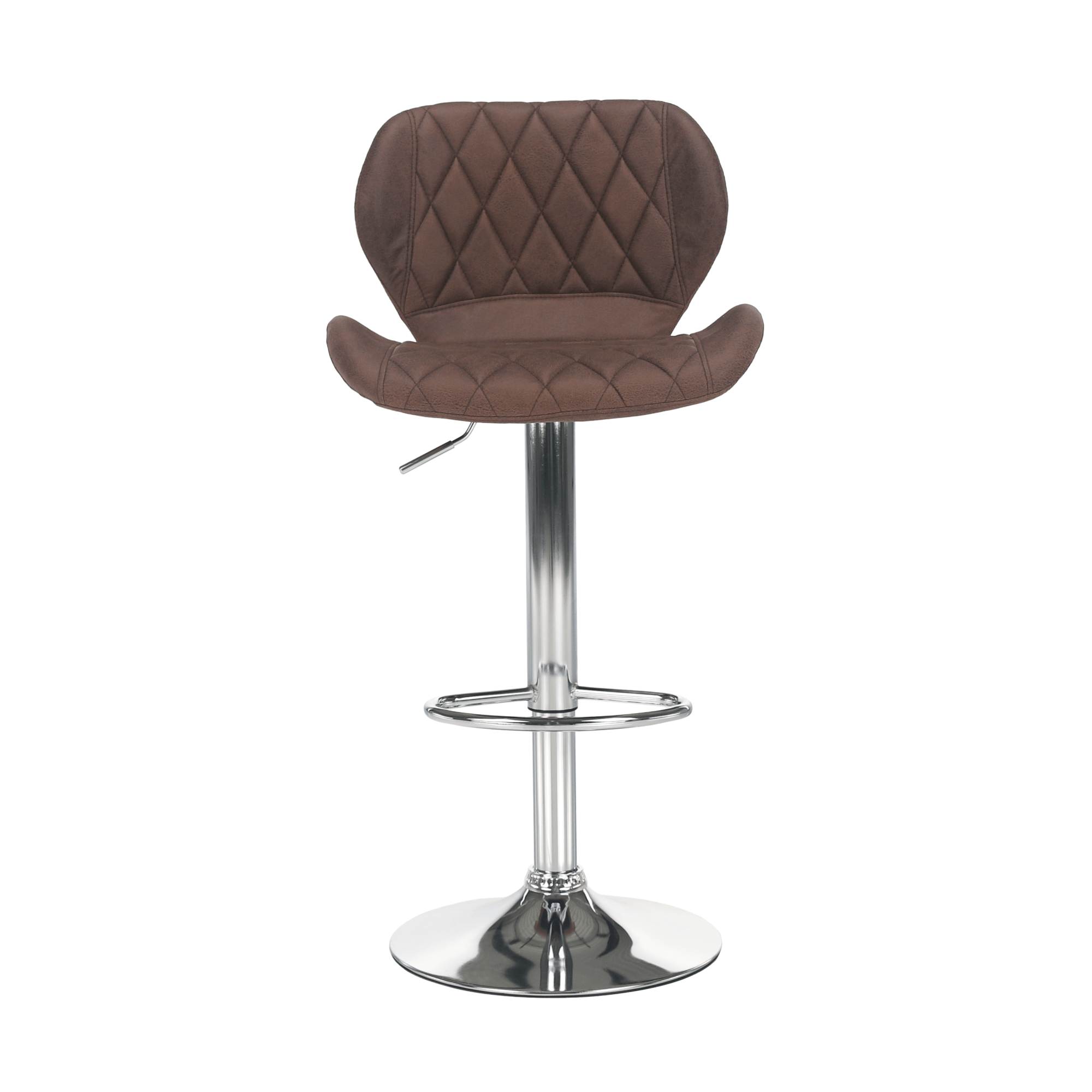Barová židle SOFALA – hnědá látka, chromová podnož