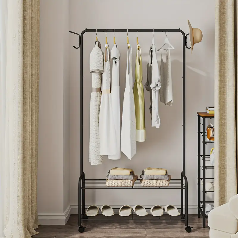 Stojan na šaty a boty, kov černý, VASIL