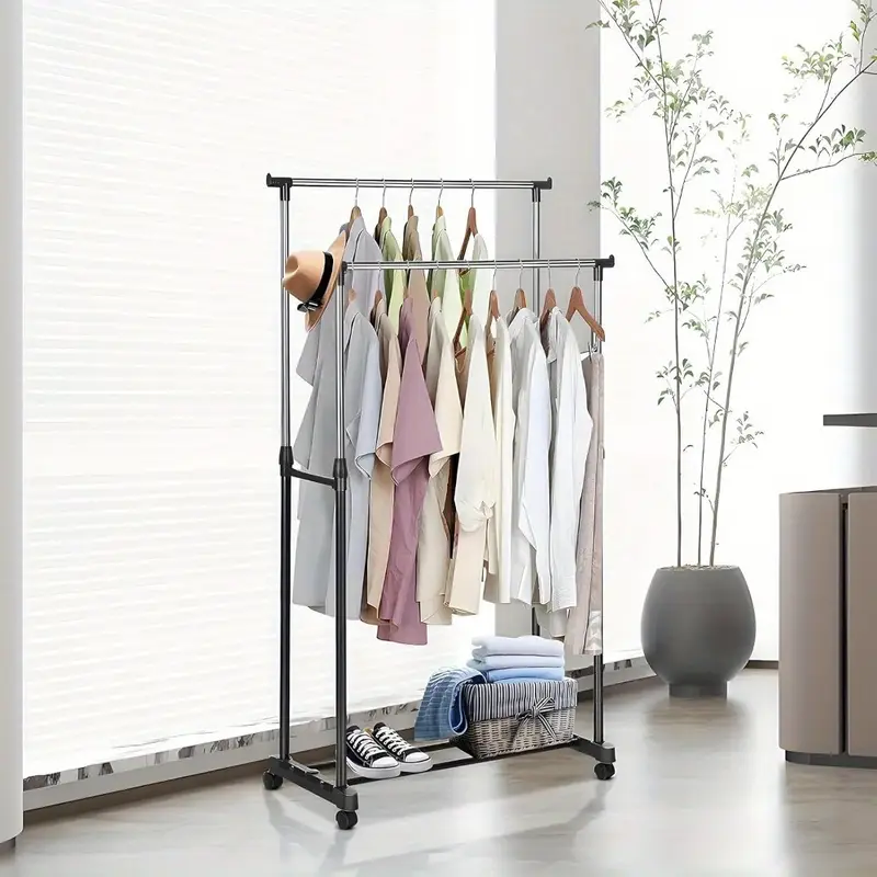 Stojan na šaty, kov, plast, chrom / černá, MORATIZ