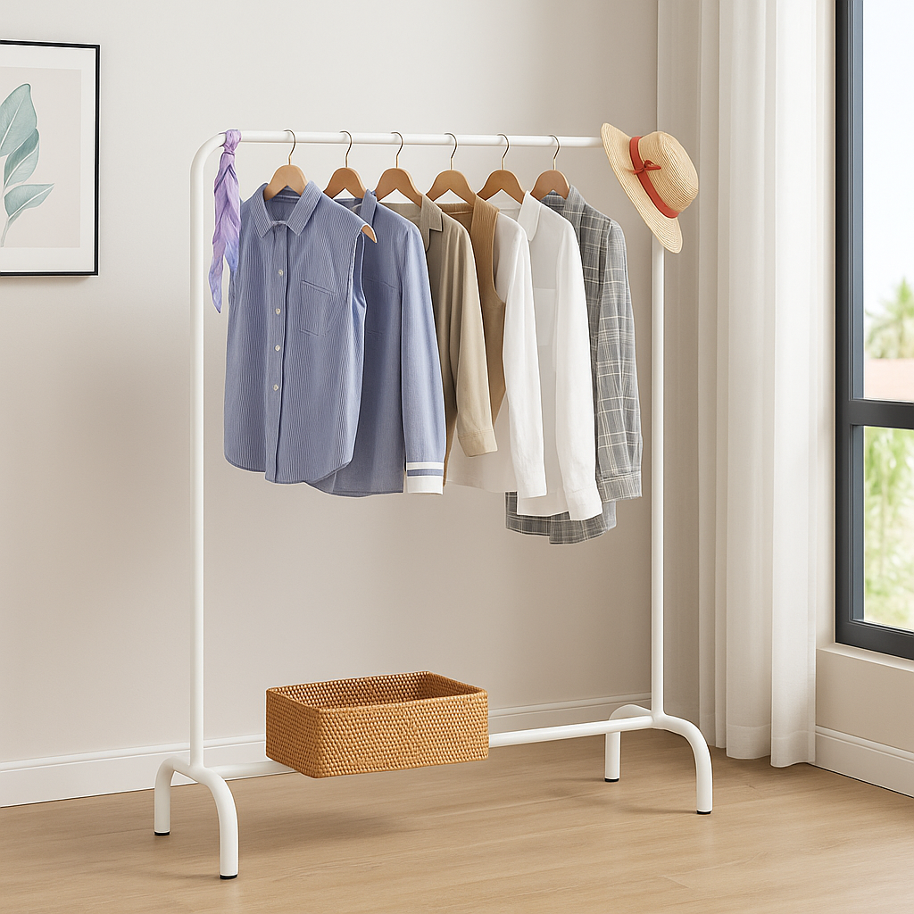 Volně stojící věšák, kov, bílá, TUKAN