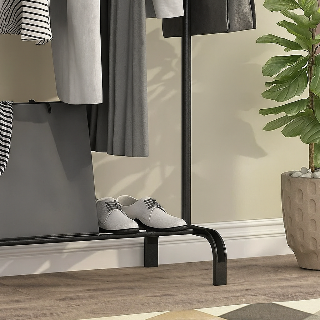 Volně stojící věšák, kov, černá, ILIANA