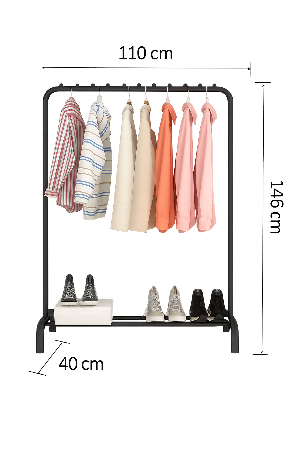 Volně stojící věšák, kov, černá, ILIANA