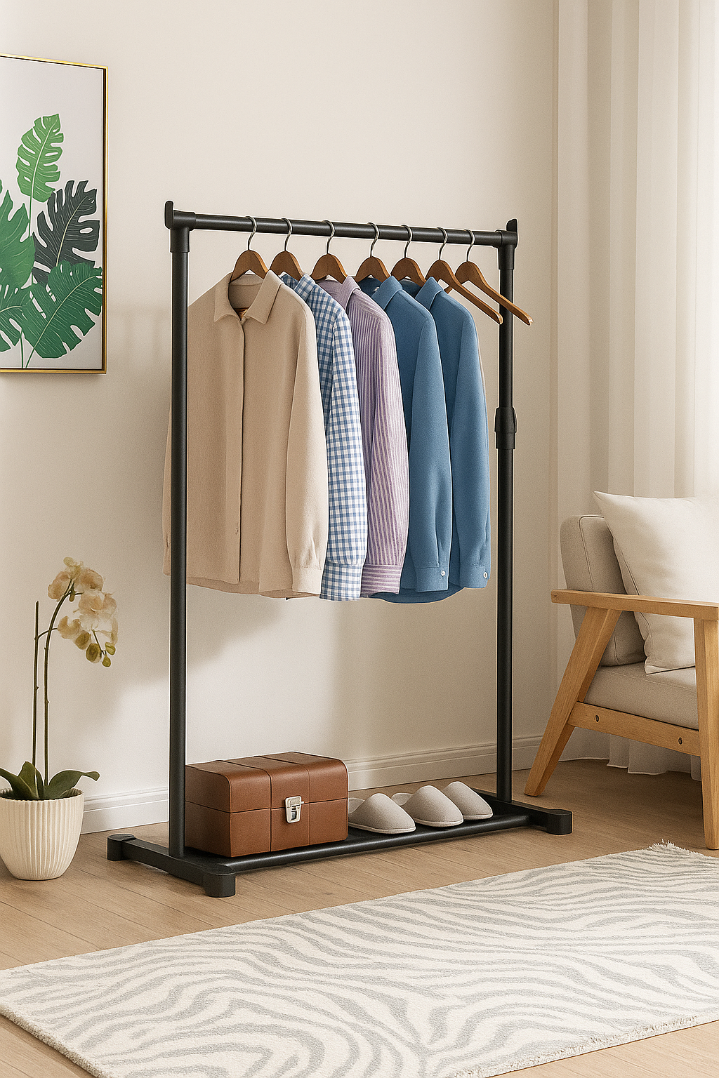 Volně stojící stojan, kov, černá, AVENTO