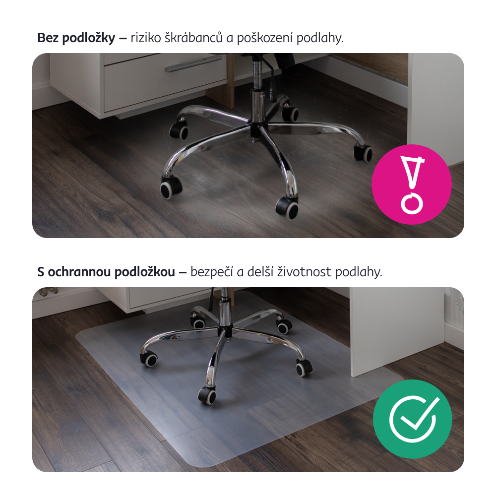 Ochranná podložka pod židli PROFI 160x90 cm, transparentní, síla 1,5 mm