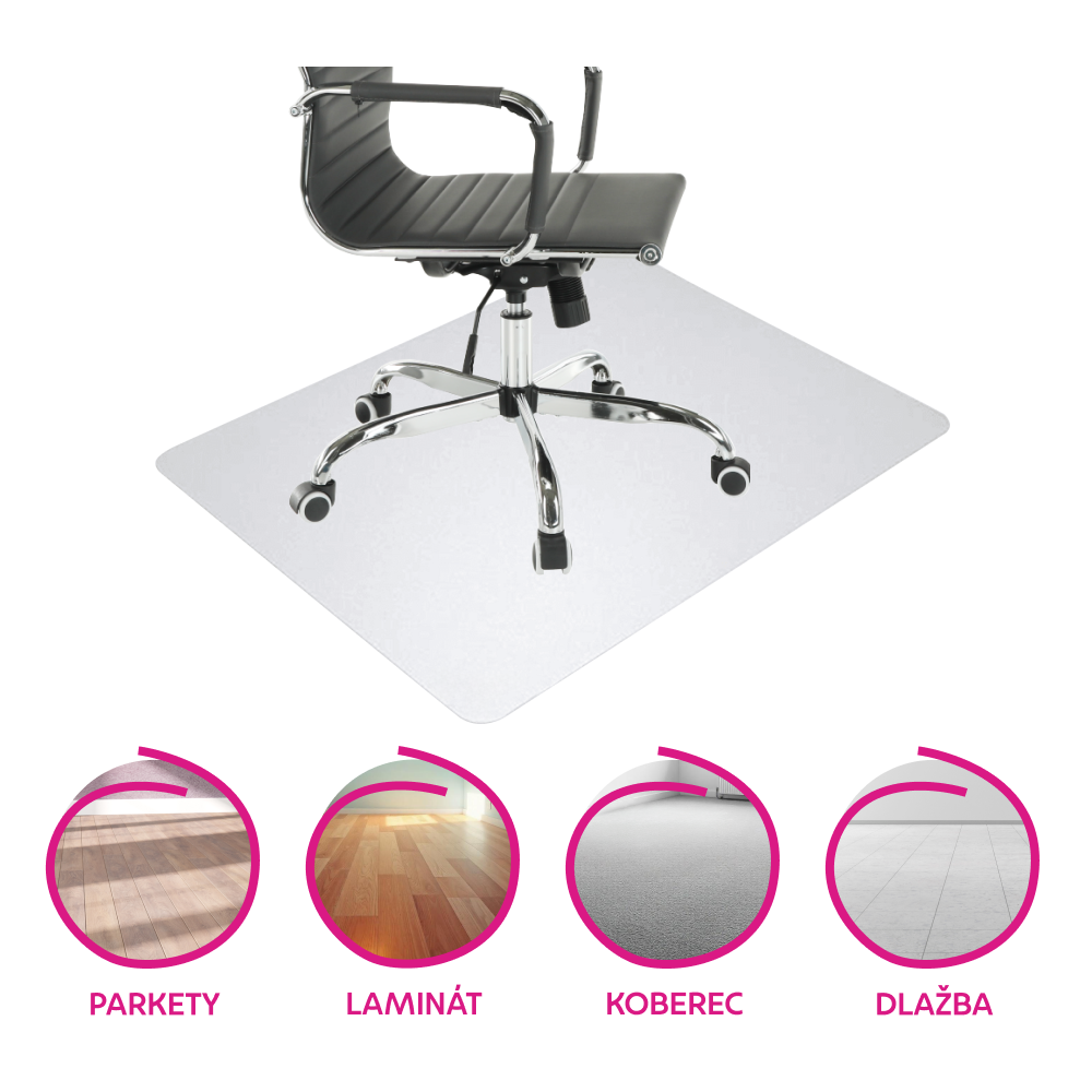 Ochranná podložka pod židli PROFI 160x90 cm, transparentní, síla 1,5 mm