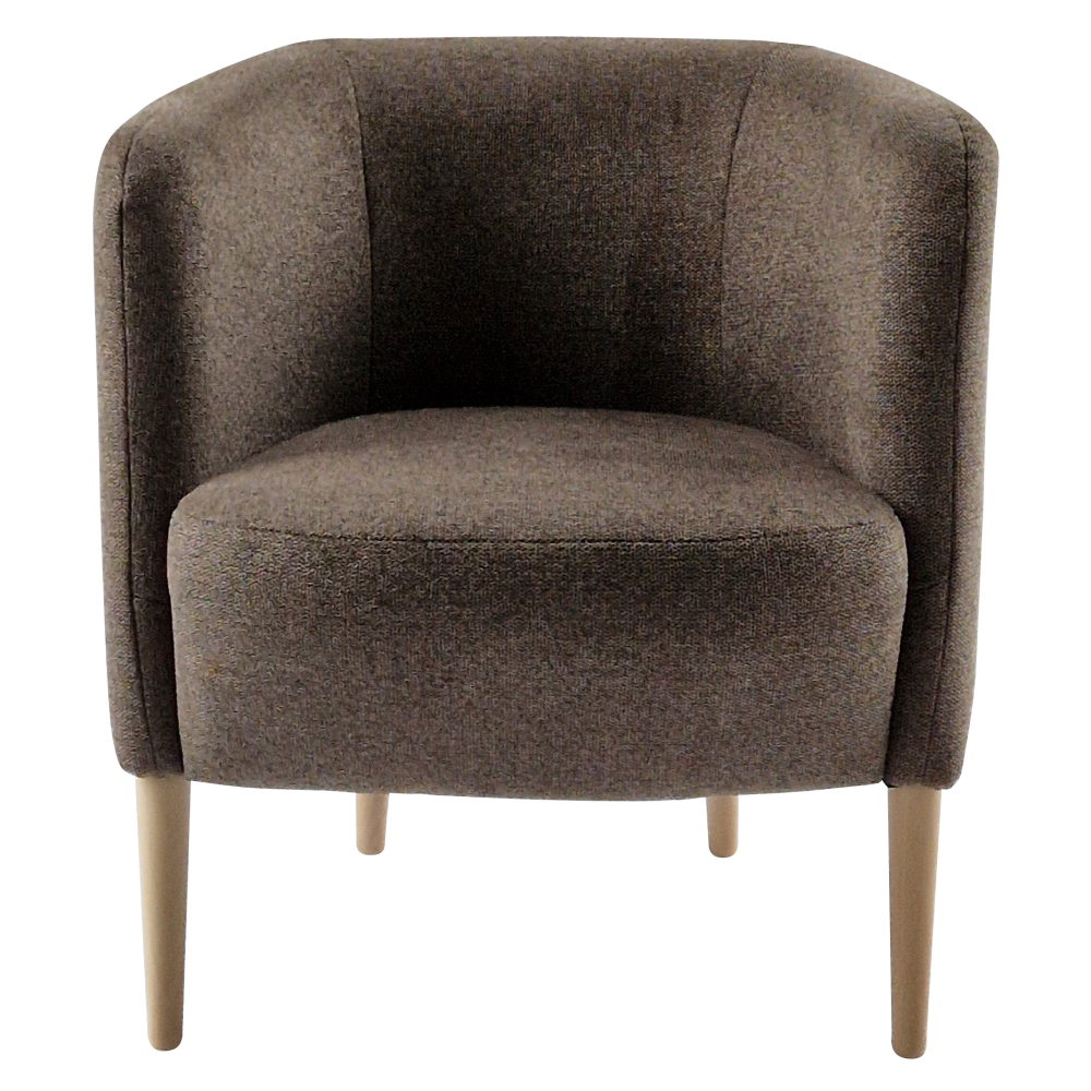 Křeslo ALIEN, hnědá látka/bukové nohy, 70×70×75 cm