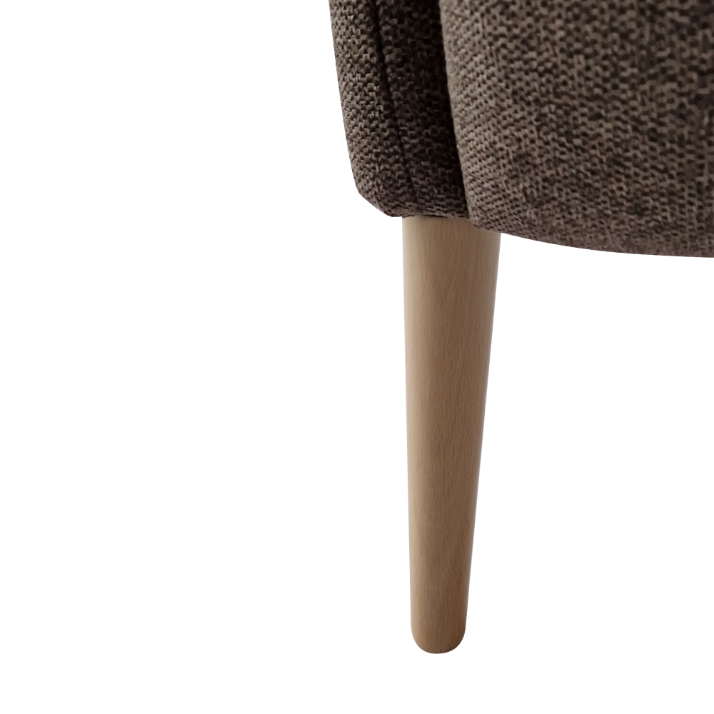 Křeslo ALIEN, hnědá látka/bukové nohy, 70×70×75 cm