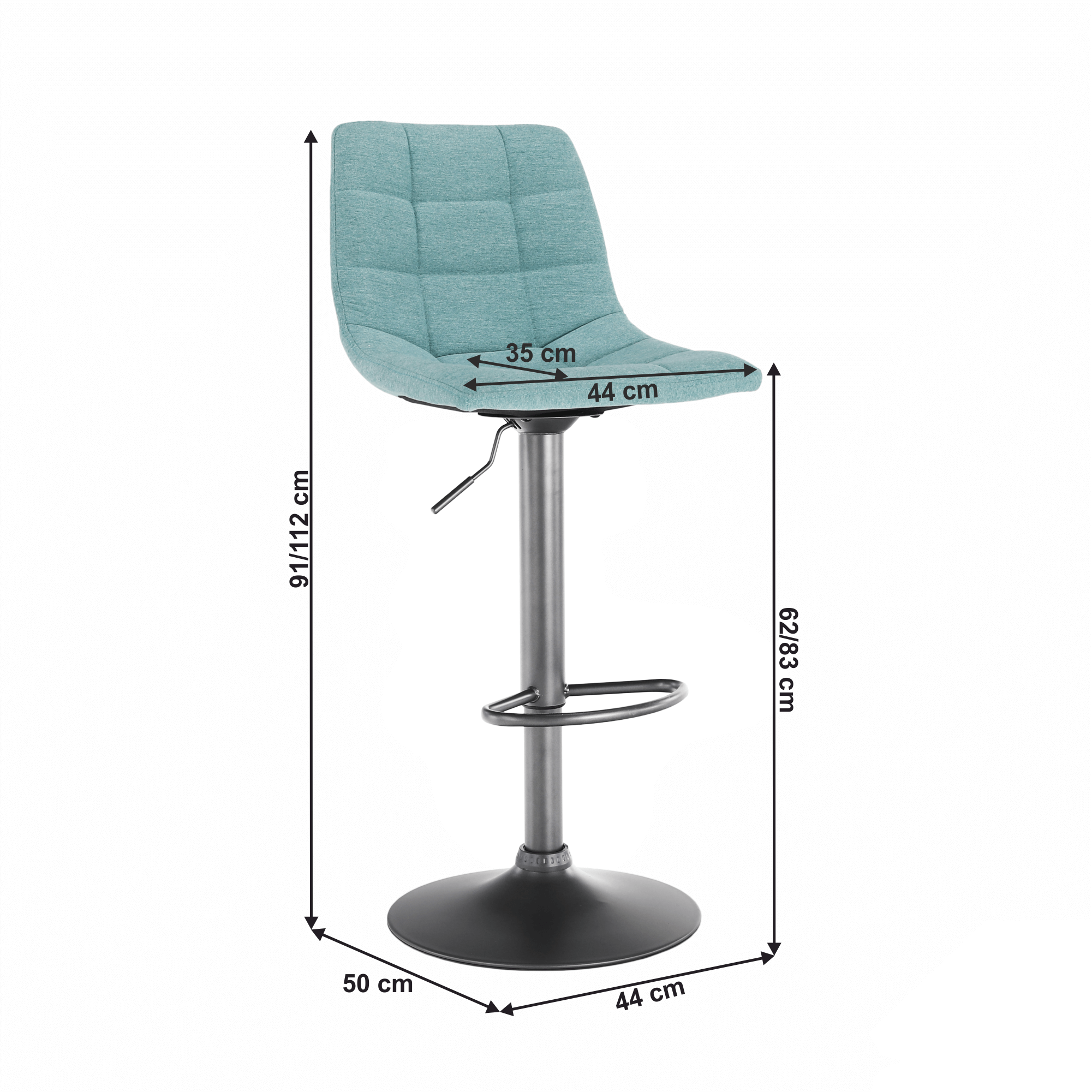 Barová židle LAHELA, mentolová / černá, výškově nastavitelná