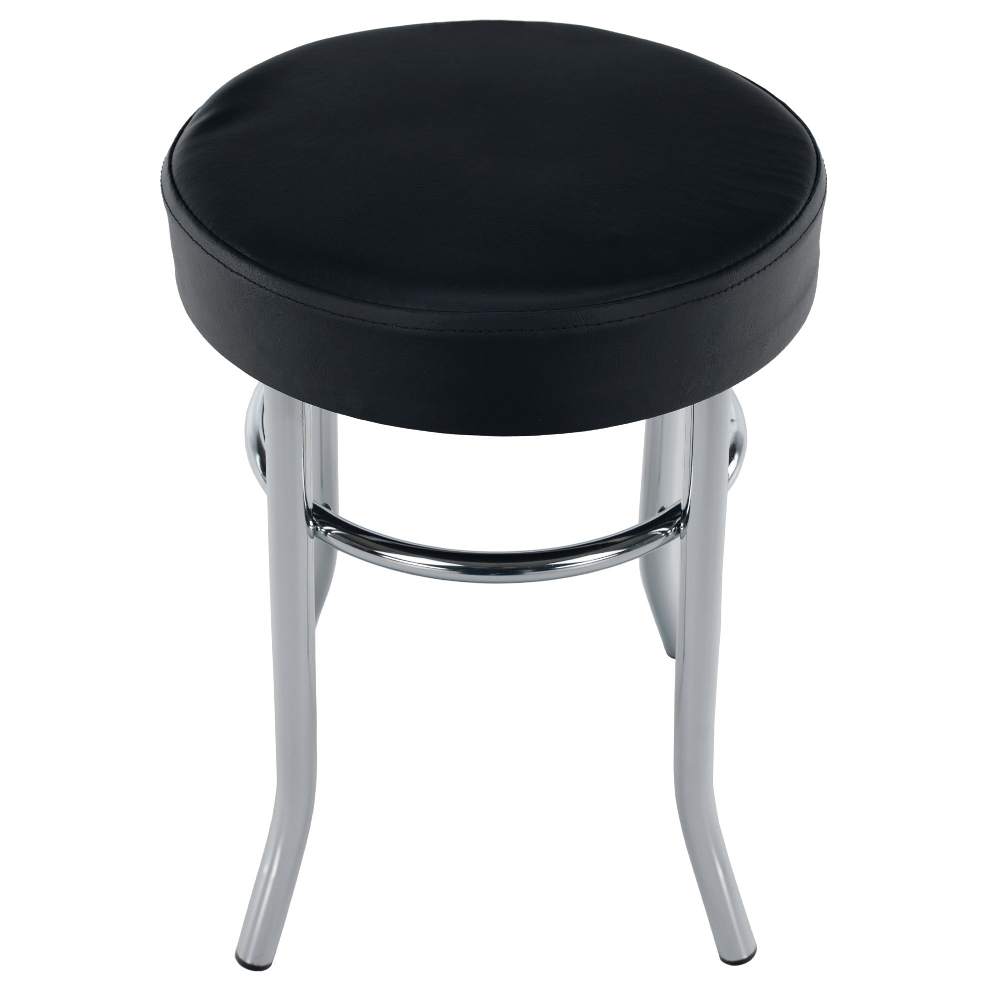 Taburet IRENA, černá ekokůže / chrom, kulatý, 43 cm