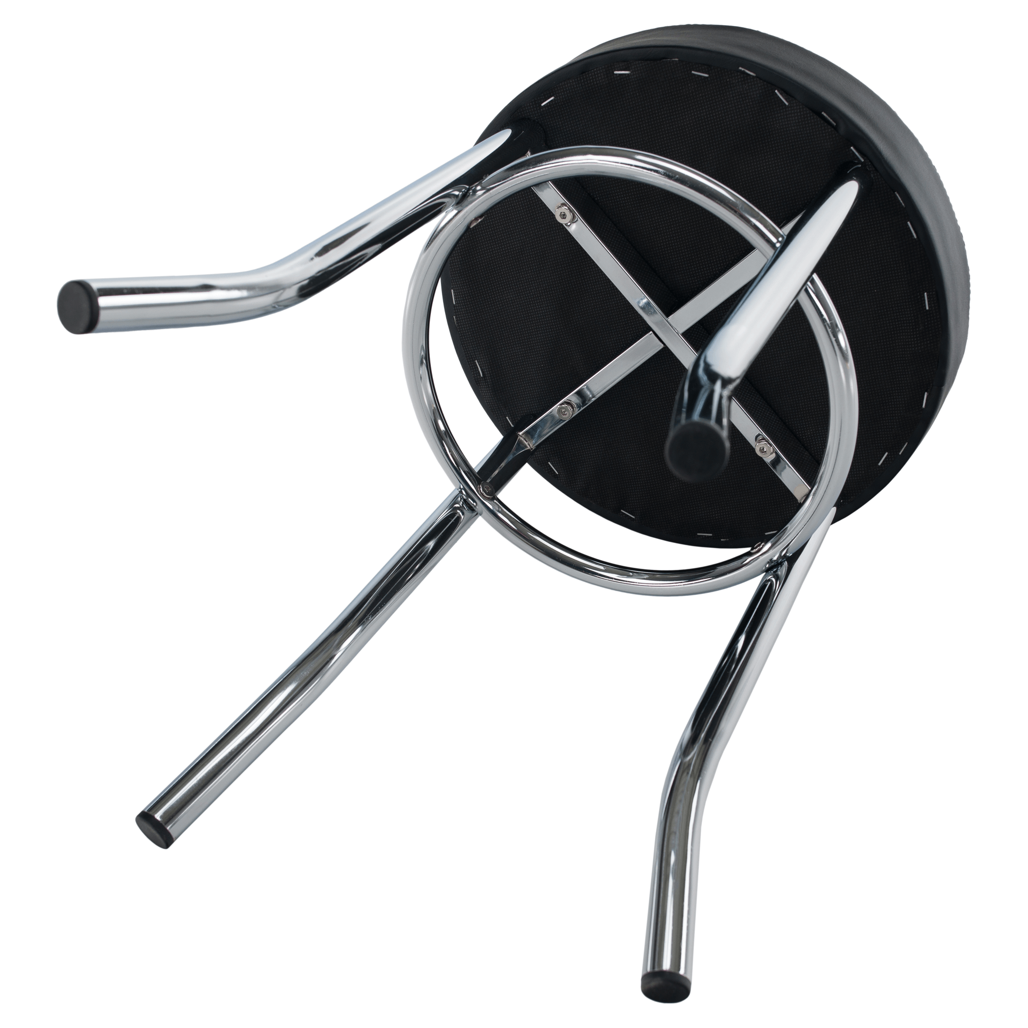 Taburet IRENA, černá ekokůže / chrom, kulatý, 43 cm