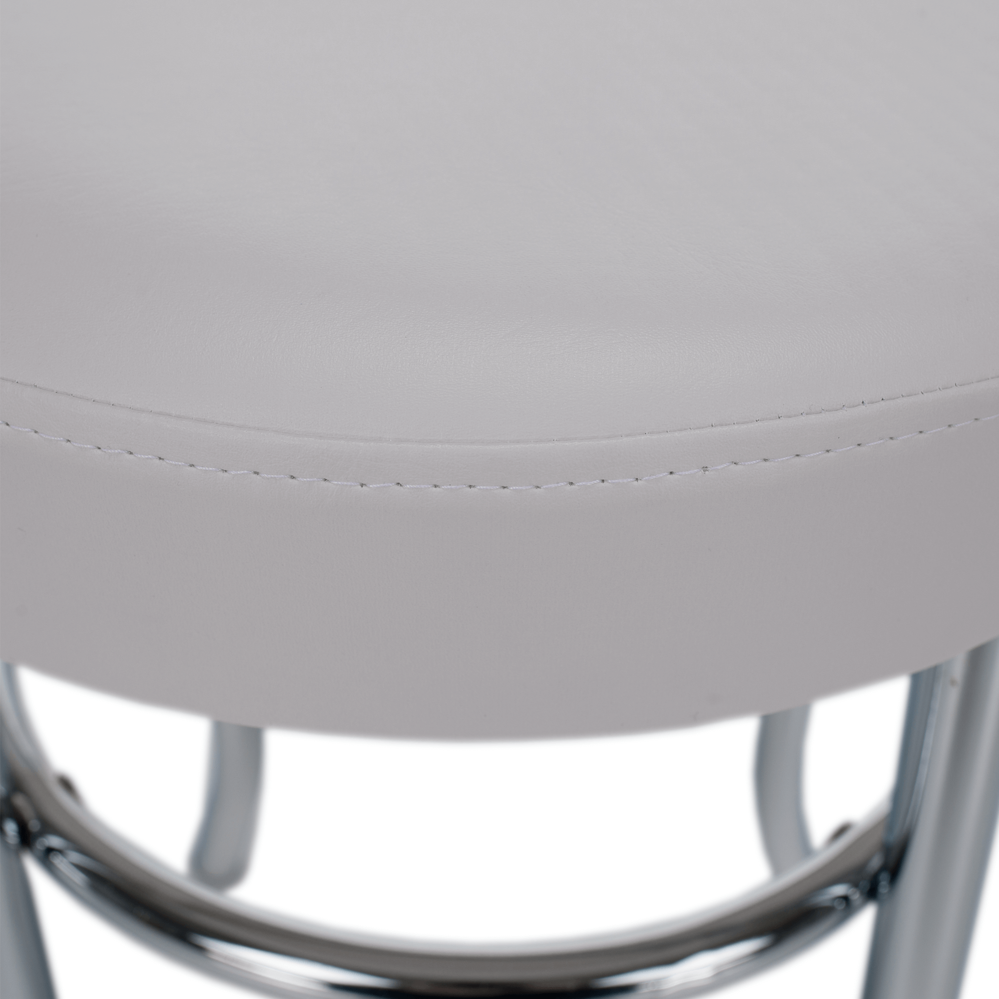 Taburet IRENA, bílá ekokůže / chrom, kulatý, 43 cm