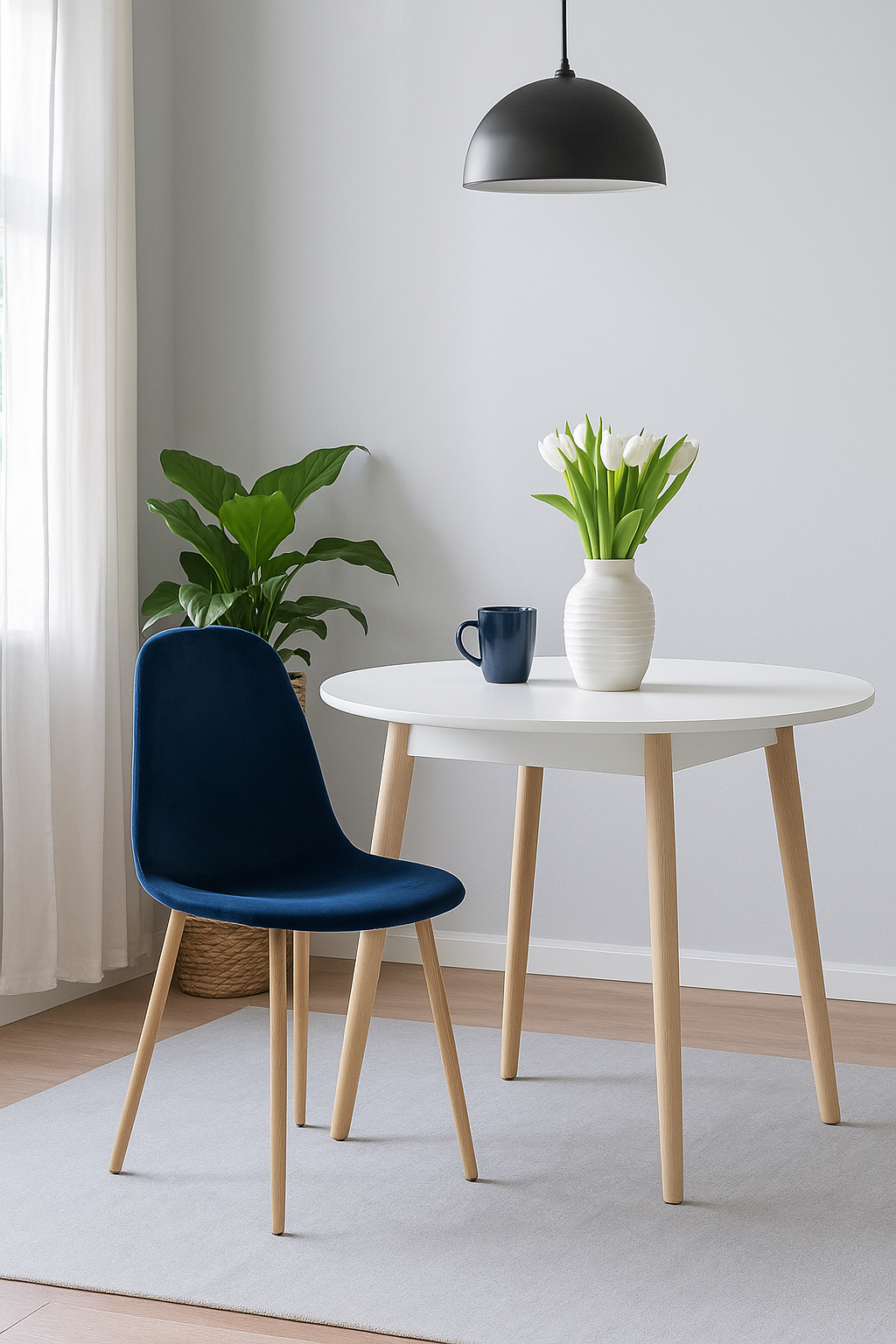 Židle LEGA NEW, modrá Velvet látka / bukové nohy