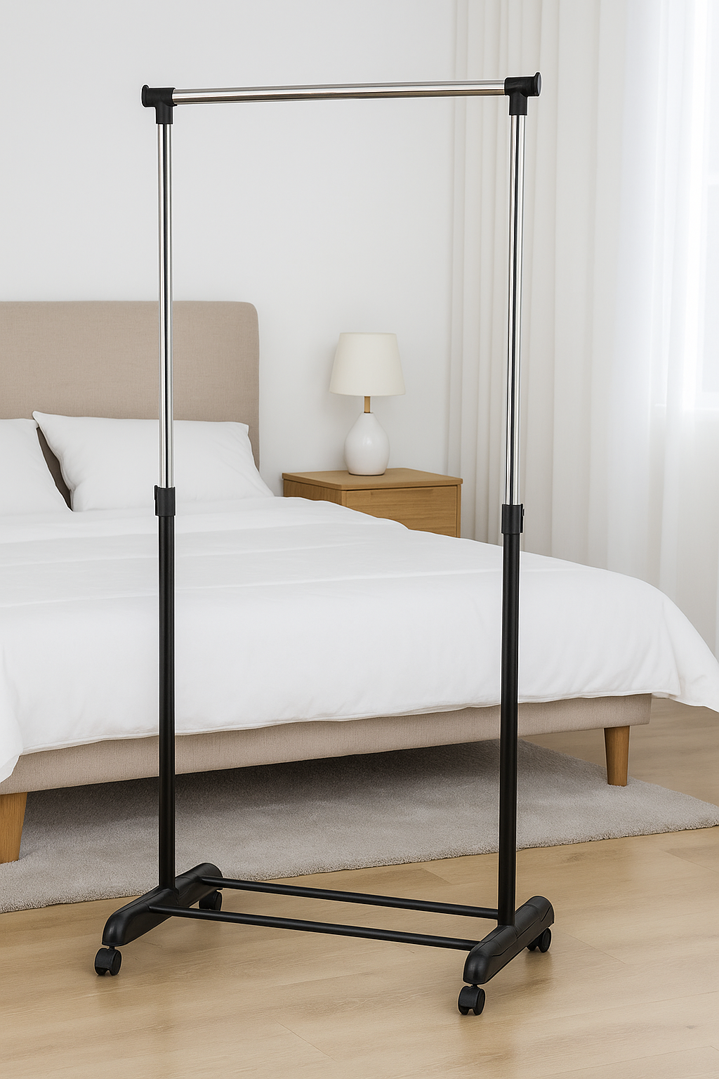 Stojan na oblečení, černá, chrom, SANDOR