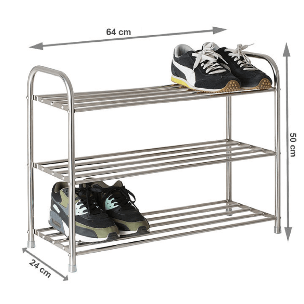 3-řadový botník, nerezová ocel, LINES