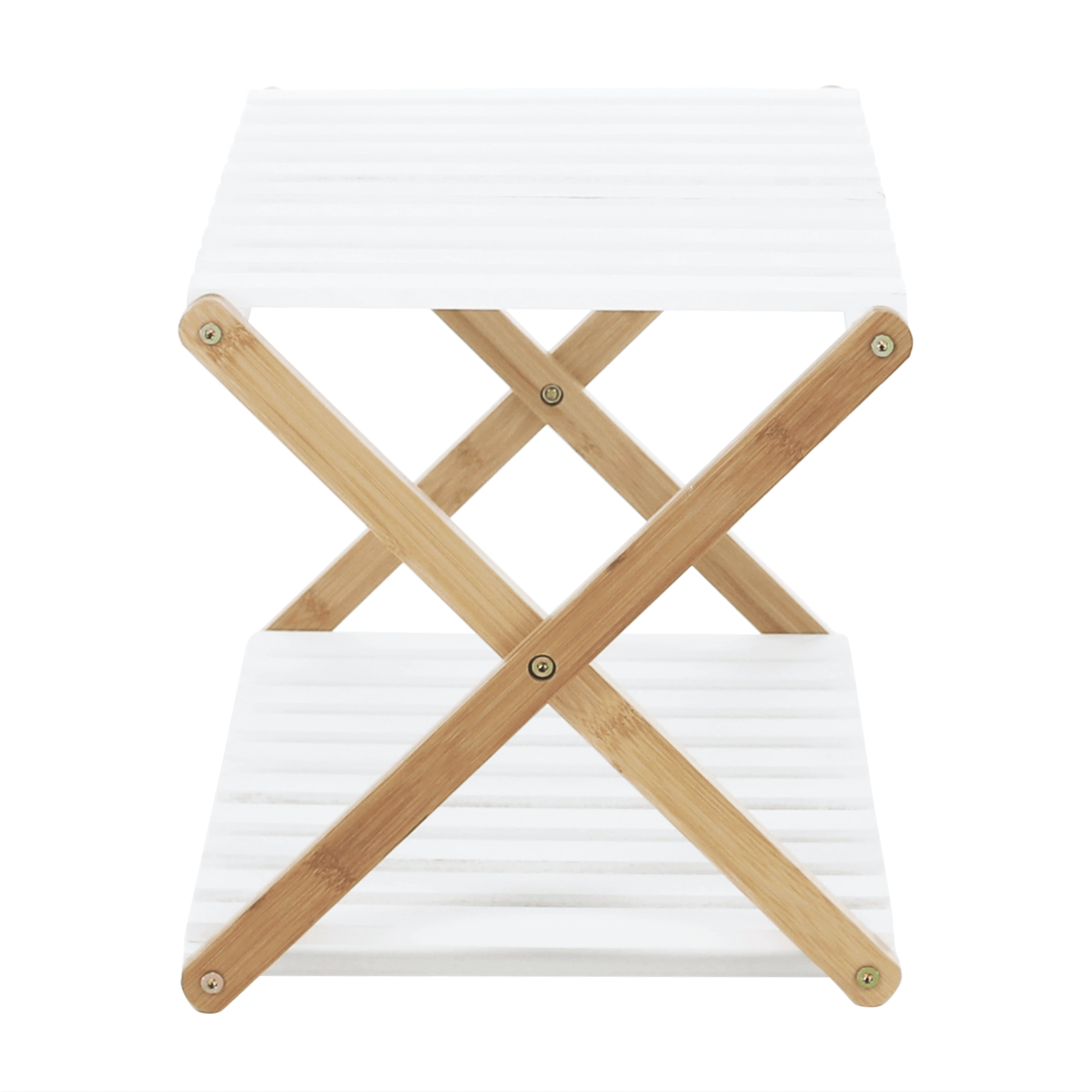 2-poličkový regál, přírodní bambus/bílá, PEORIA TYP 1