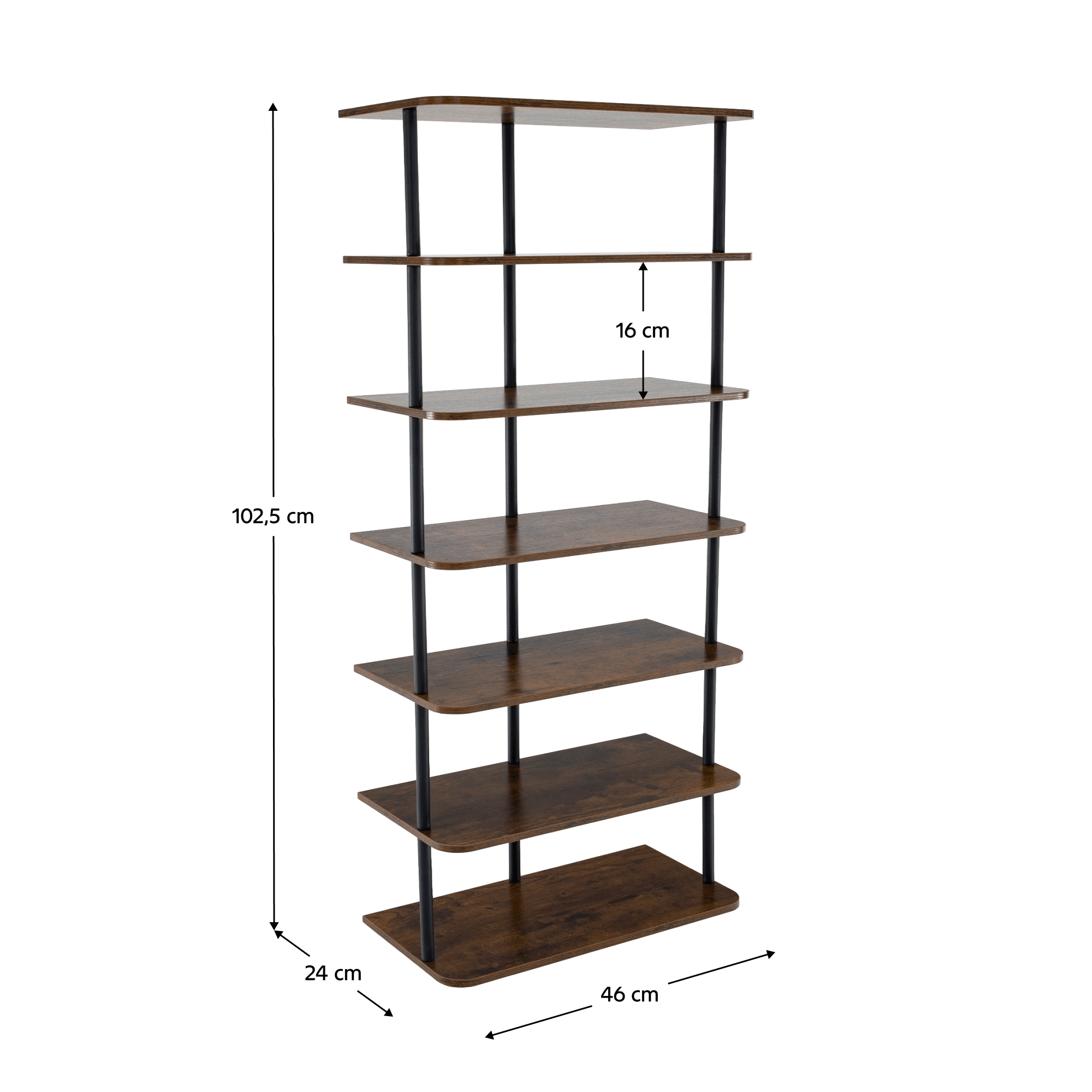 Víceúčelový regál, černá/rustikální dřevo, ETUDA TYP 2