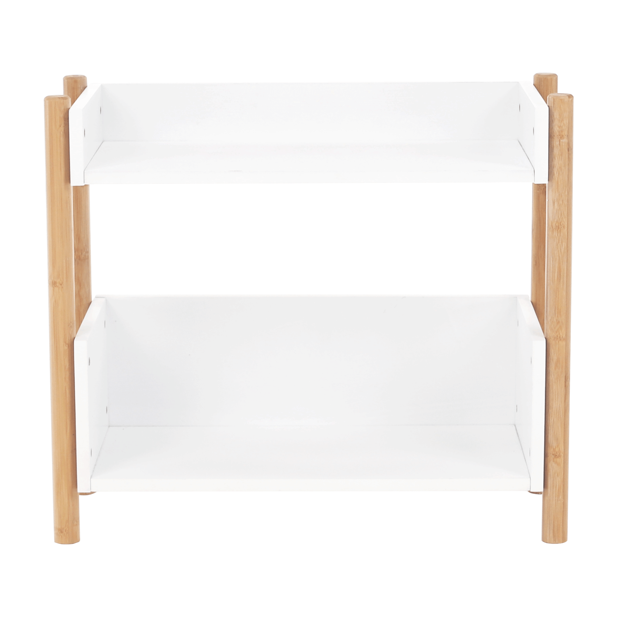 2-poličkový regál, přírodní bambus/bílá, BALTIKA TYP 1
