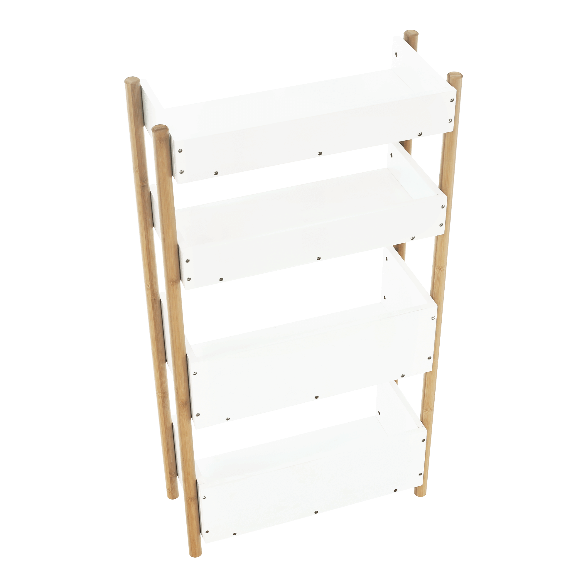 4-poličkový regál, přírodní bambus/bílá, BALTIKA TYP 3