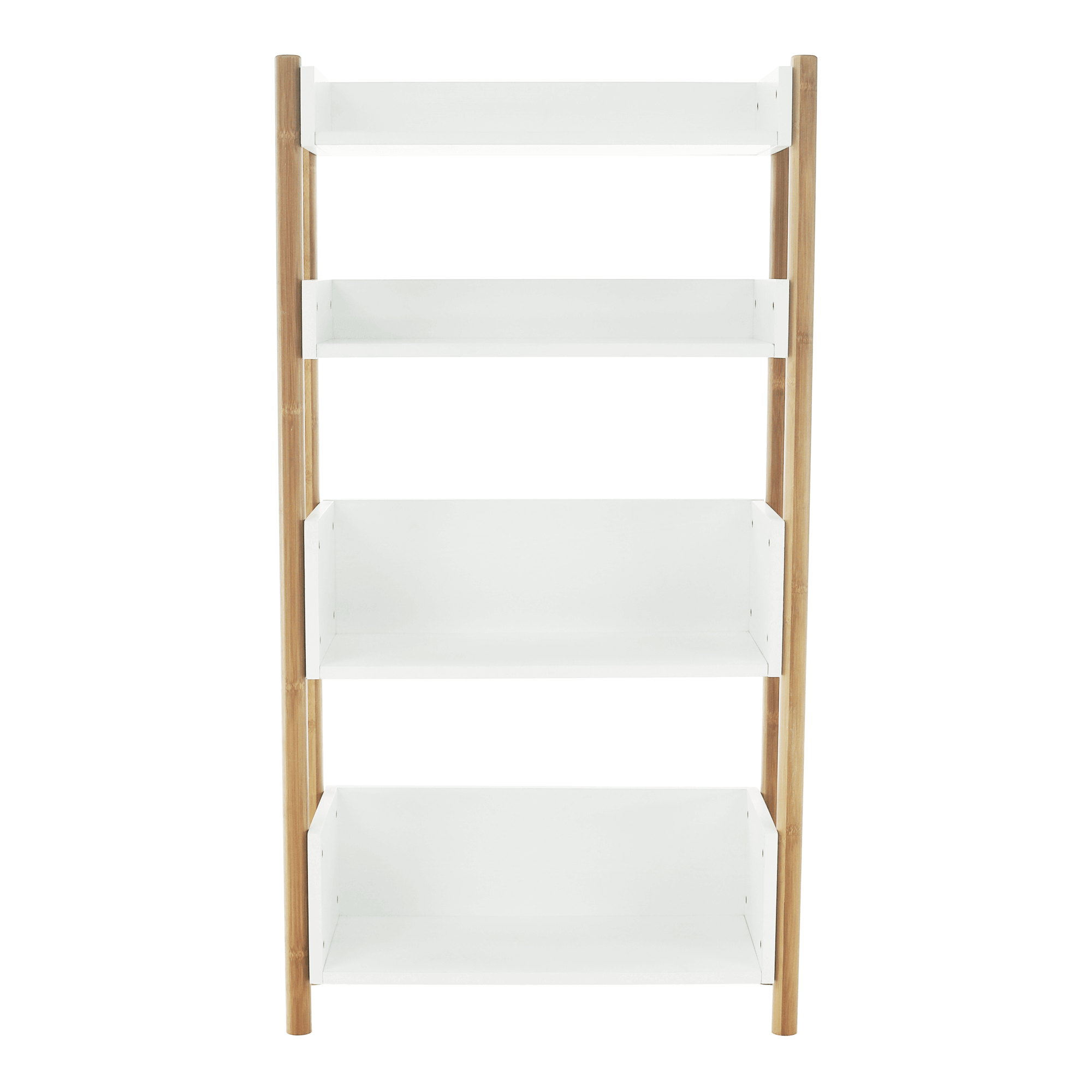 4-poličkový regál, přírodní bambus/bílá, BALTIKA TYP 3