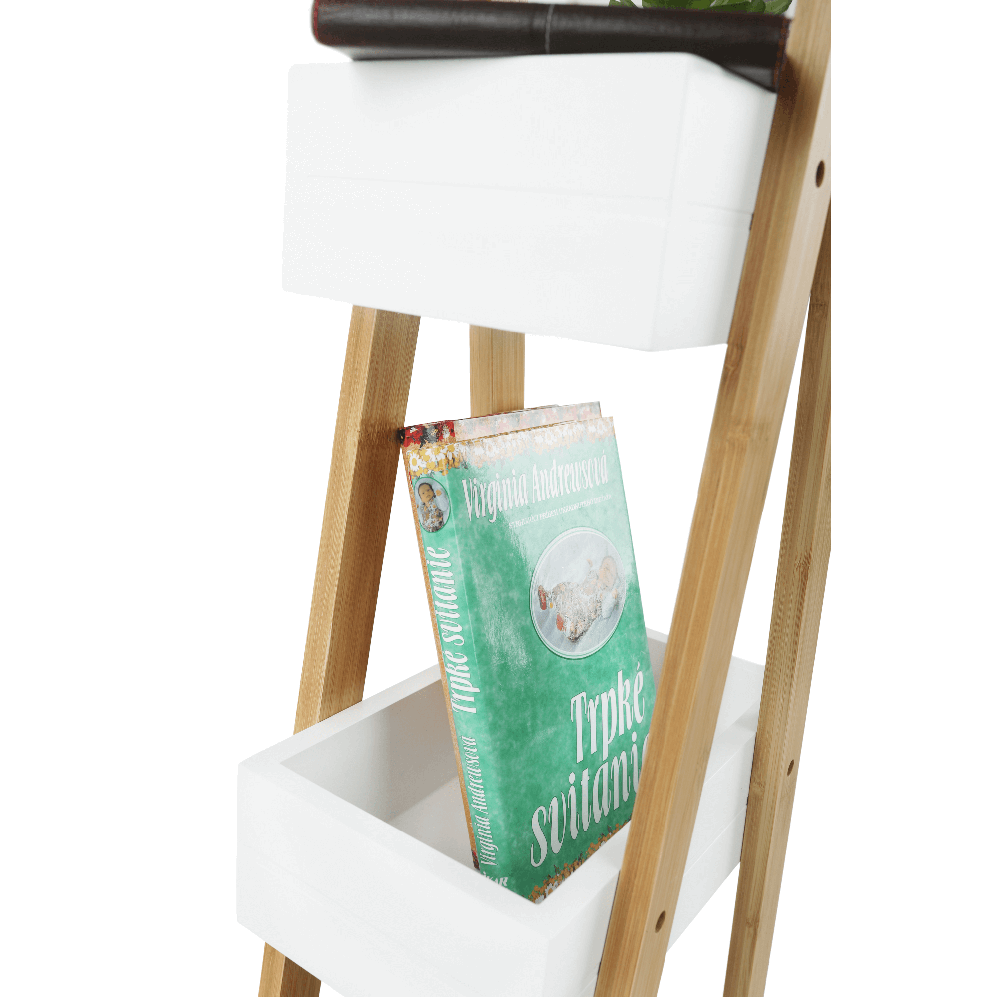 Regál, bambus / bílá, VEGO