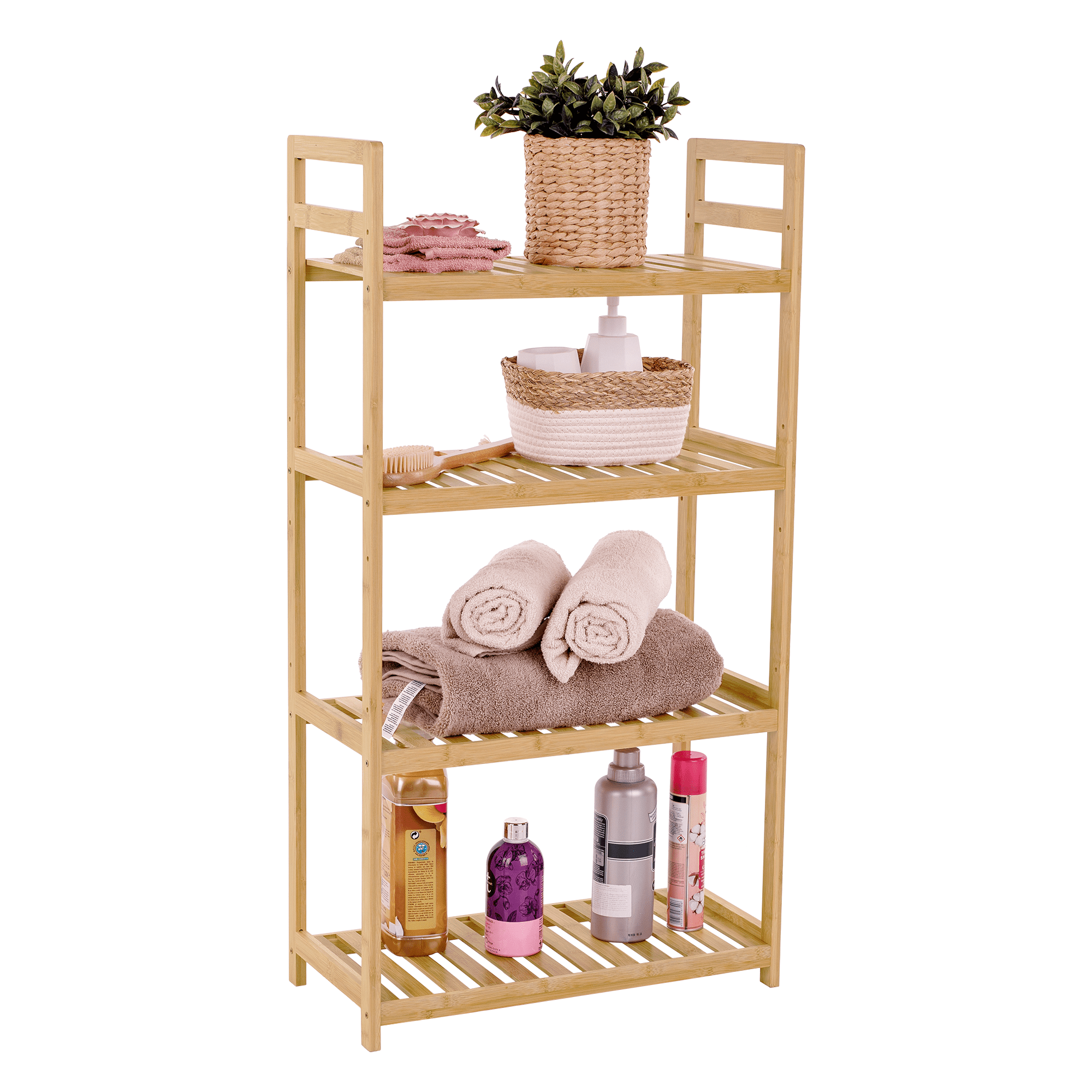 4-policový regál, přírodní bambus, FIORE TYP 2