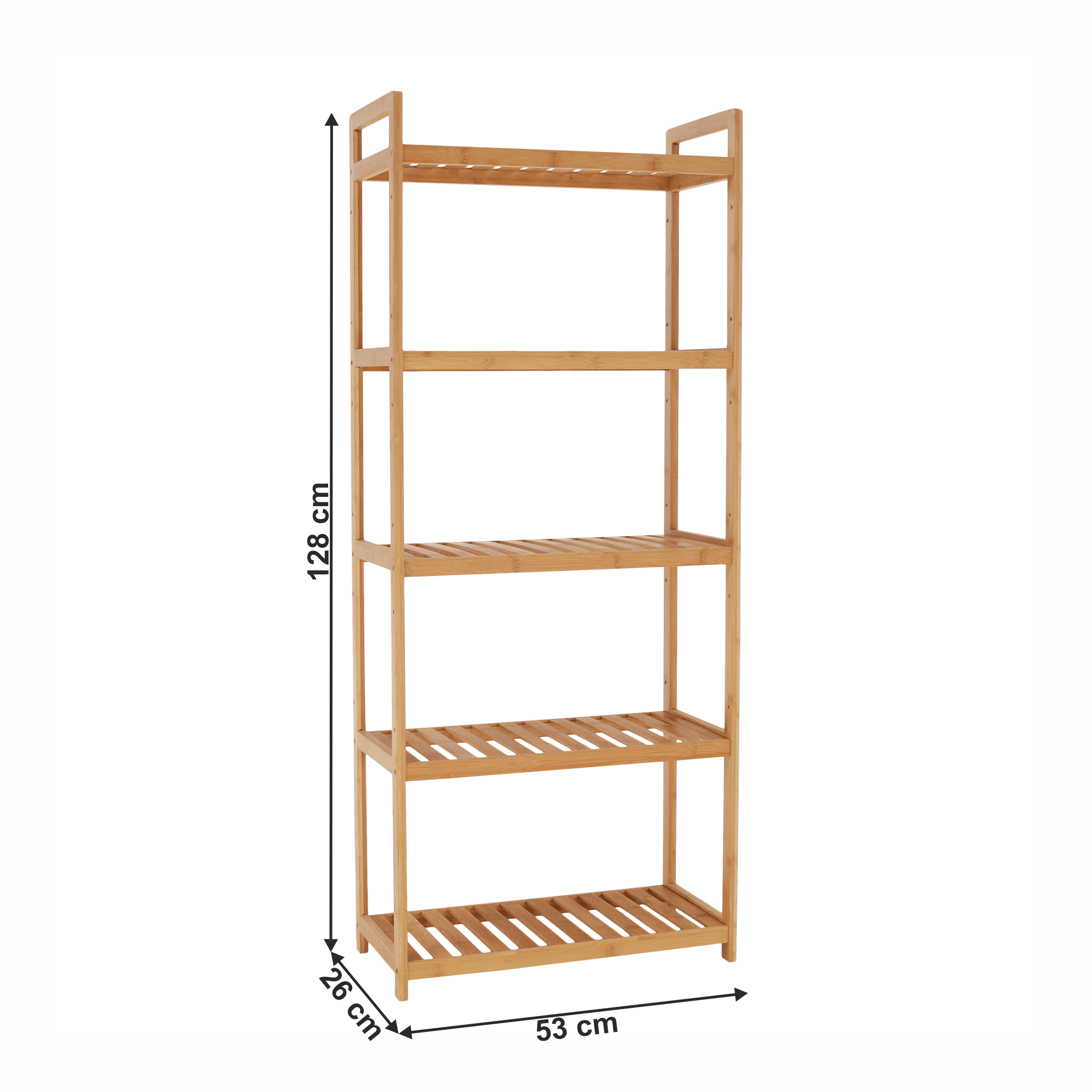 5-policový regál, přírodní bambus, FIORE TYP 3