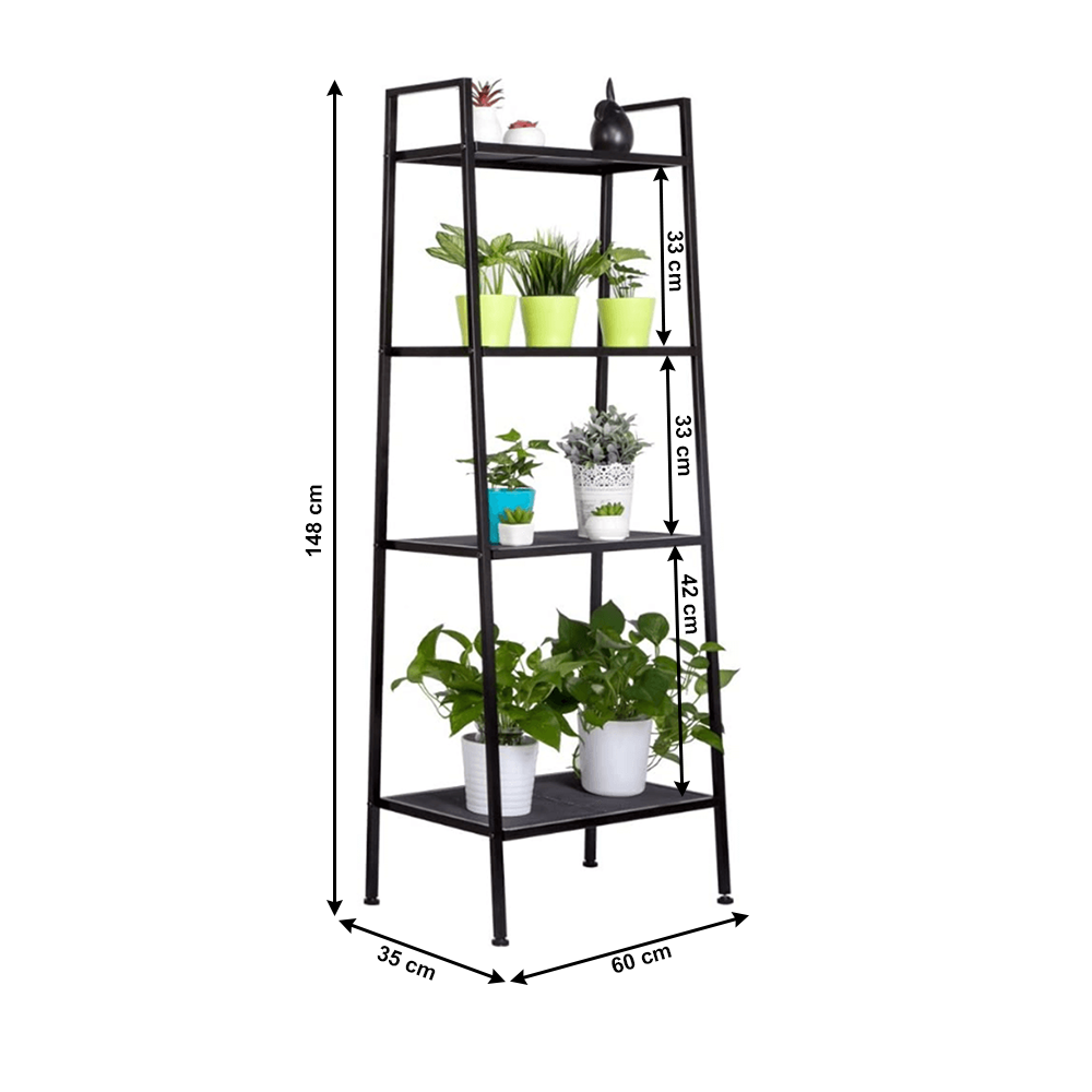 4-policový kovový regál, černá, ALDEA