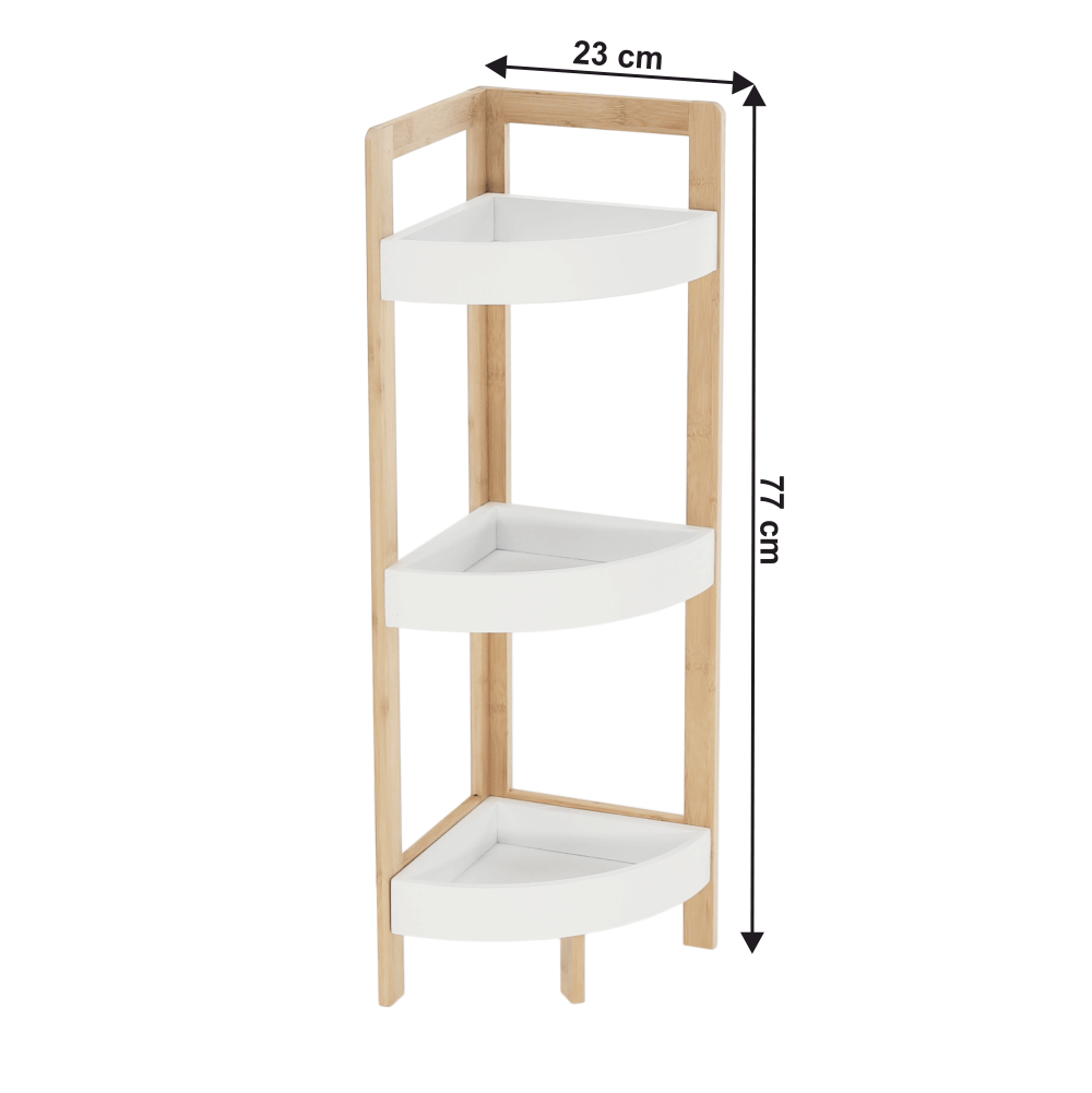 Rohový regál, bílá/přírodní bambus, FONG