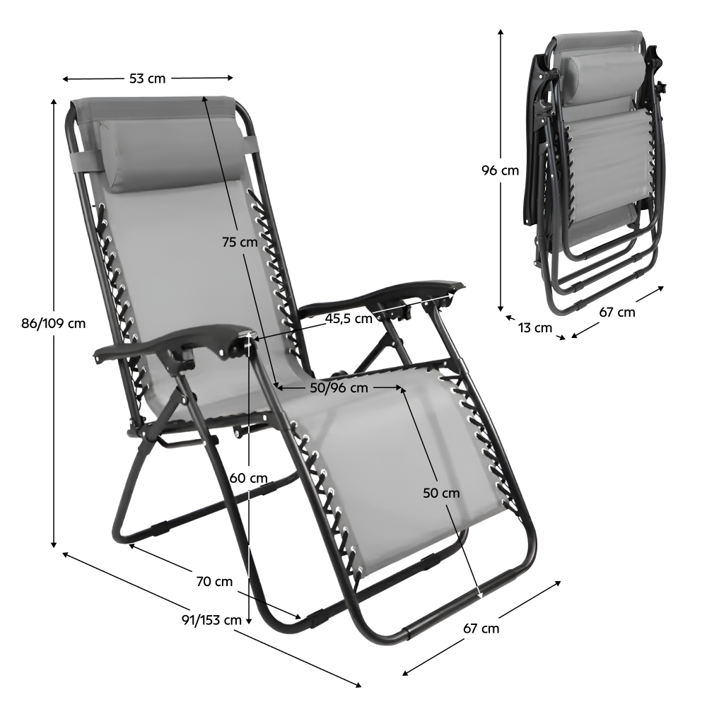 Zahradní polohovací křeslo, světle šedá, GERALD NEW
