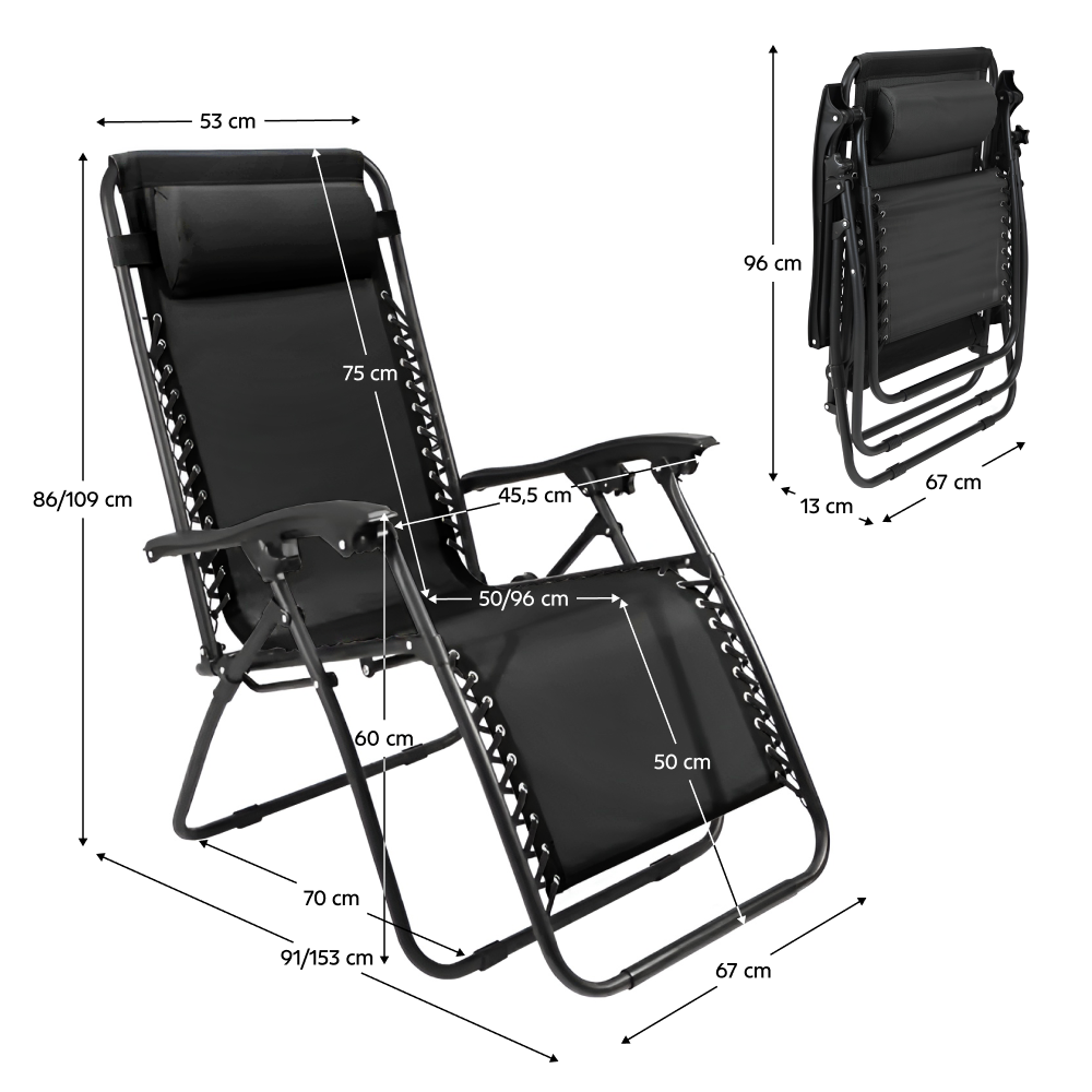 Zahradní polohovací křeslo, černá, GERALD NEW