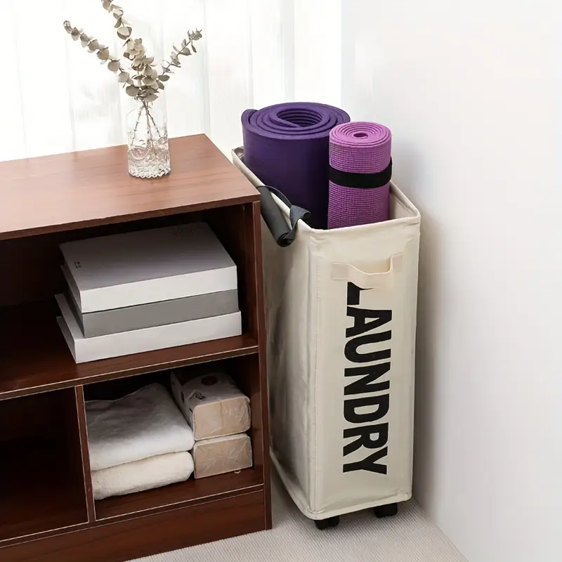 Skládací koš na prádlo s kolečky, černá, LAUNDRY TYP 5