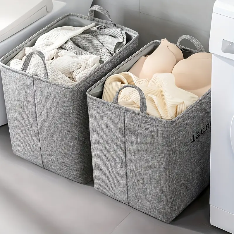 Skládací koš na prádlo látkový, šedá, PRIOR M