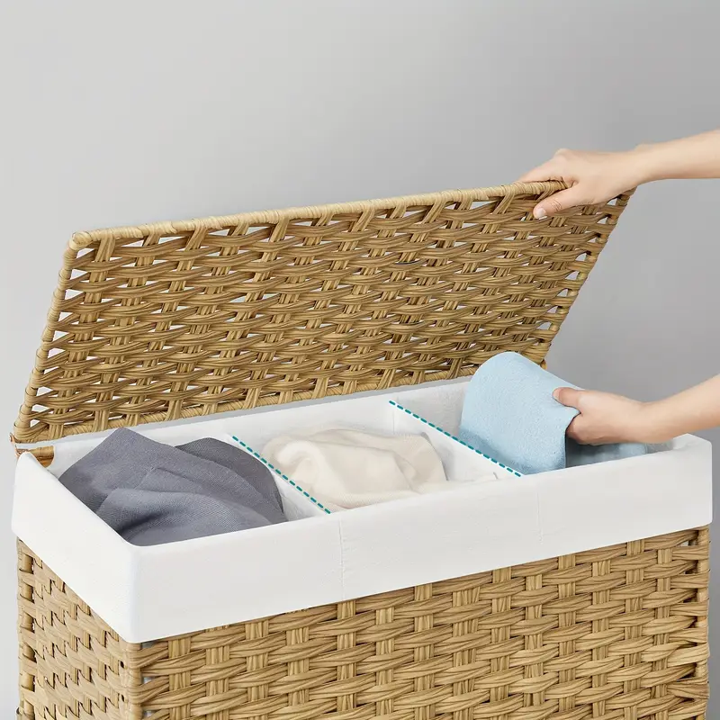 Koš na prádlo, syntetický ratan, 140 l, barva přírodní, STAN