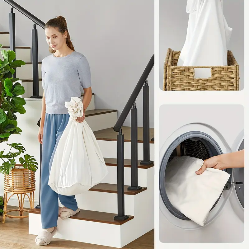 Koš na prádlo, syntetický ratan, 140 l, barva přírodní, STAN