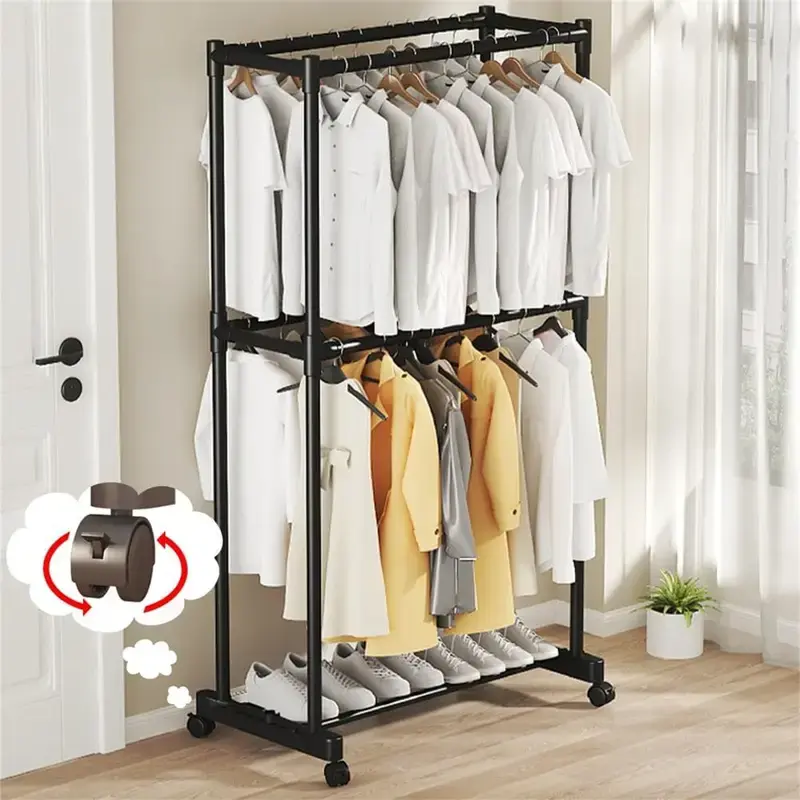 Šatníkový regál, kov, černá, LORIK