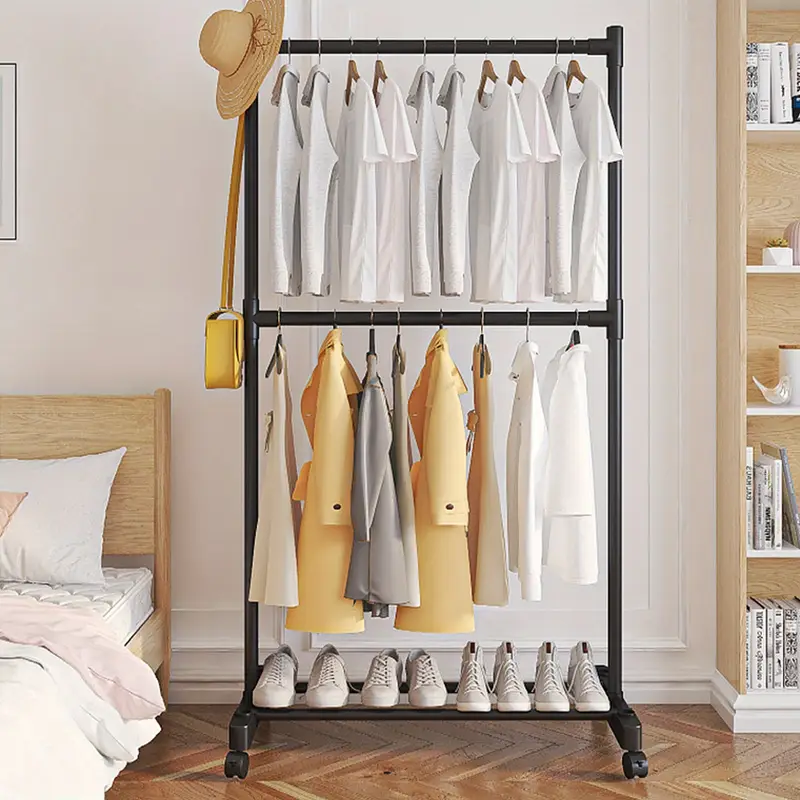 Šatníkový regál, kov, černá, LORIK