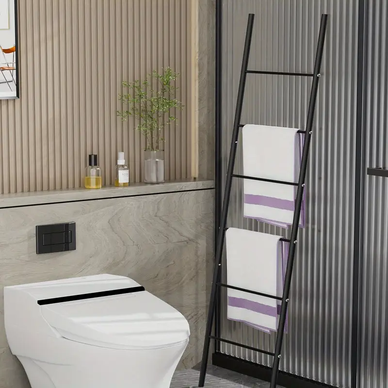 Věšák / žebřík, černá / kov, DOLFO