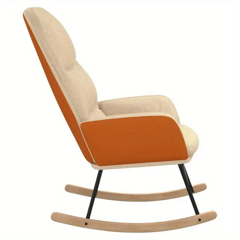 Křeslo houpací, relaxační, nohy světlé, látka krémová, oranžová, CAMARO