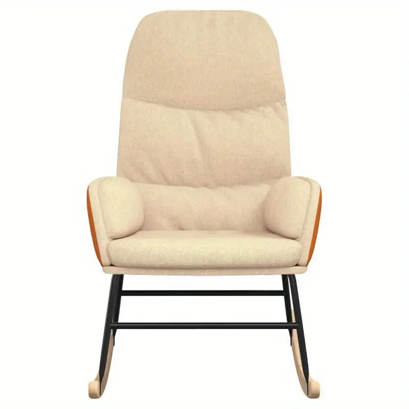 Křeslo houpací, relaxační, nohy světlé, látka krémová, oranžová, CAMARO