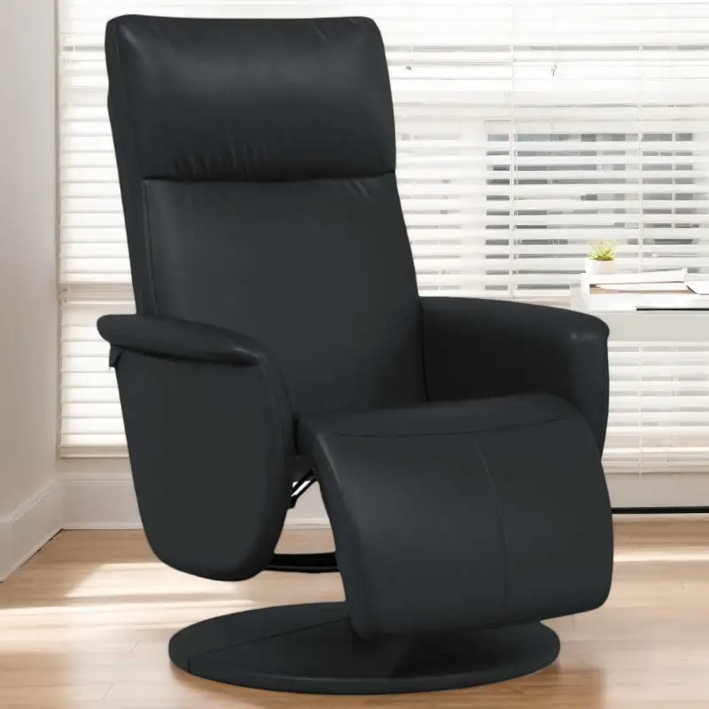 Křeslo relaxační, polohovací, otočné, ekokůže černá, JEFF