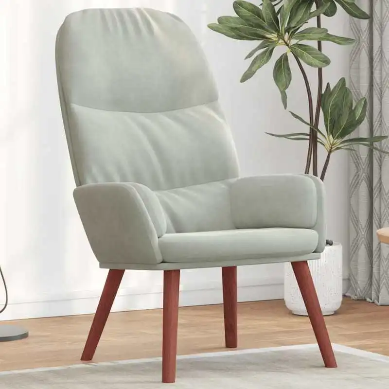 Křeslo relaxační, nohy dřevěné, látka světle šedá, COTTO 3