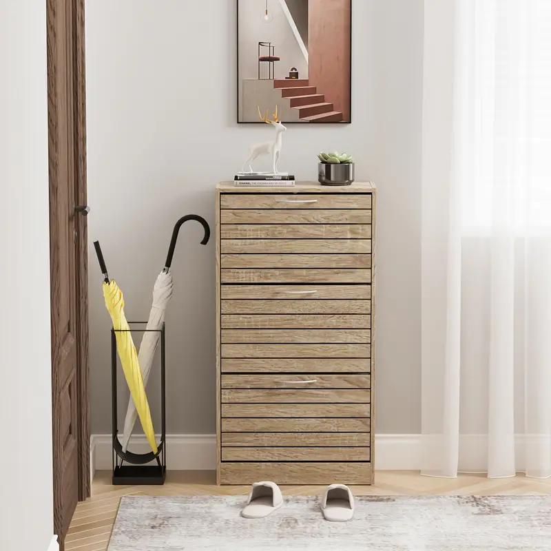 Botník, dřevo, lamelová dvířka, dub sonoma, MORATIZ