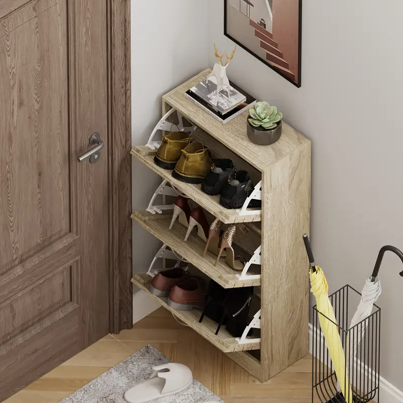 Botník, dřevo, lamelová dvířka, dub sonoma, MORATIZ