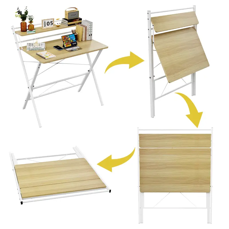 Pracovní, PC stůl skládací, dřevo, kov, rustikal, černá, MAURUS