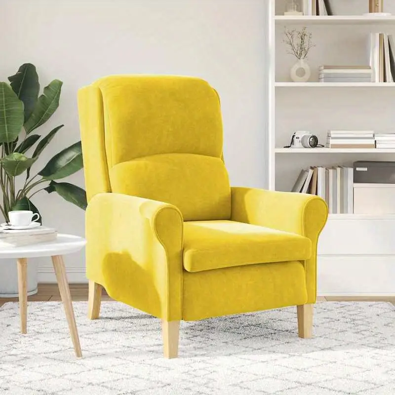 Křeslo ušák, relaxační, nohy masiv, hořčicová, CHARLOT