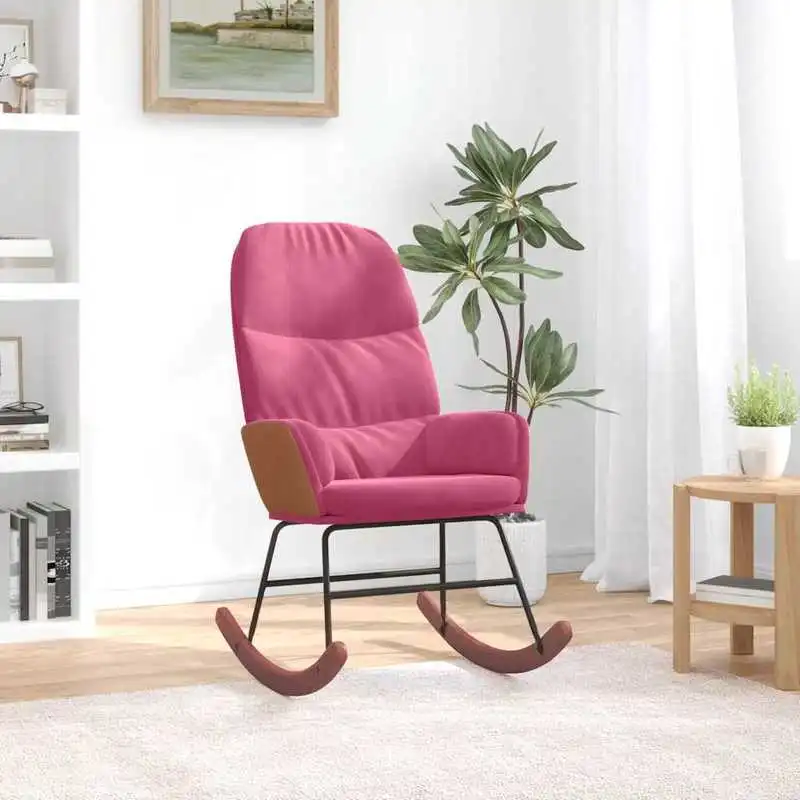 Křeslo houpací, relaxační, nohy světlé, látka vínová, oranžová, CAMARO