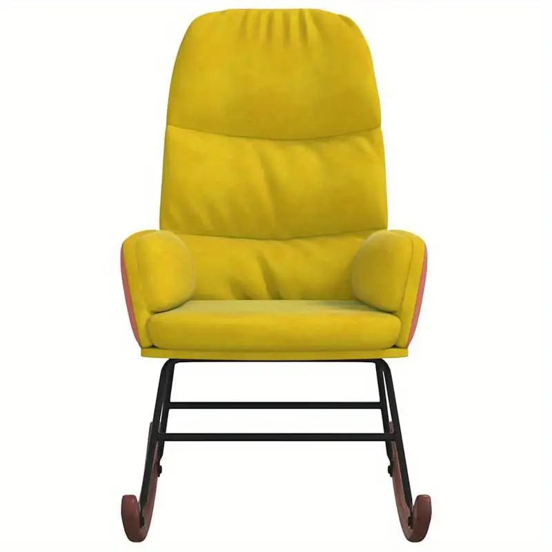 Křeslo houpací, relaxační, nohy světlé, látka hořčicová, oranžová, CAMARO