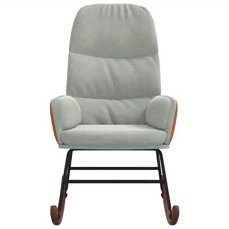 Křeslo houpací, relaxační, nohy světlé, látka světle šedá, oranžová, CAMARO