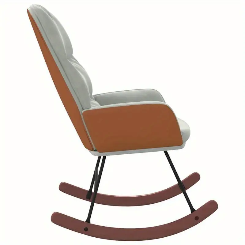 Křeslo houpací, relaxační, nohy světlé, látka světle šedá, oranžová, CAMARO