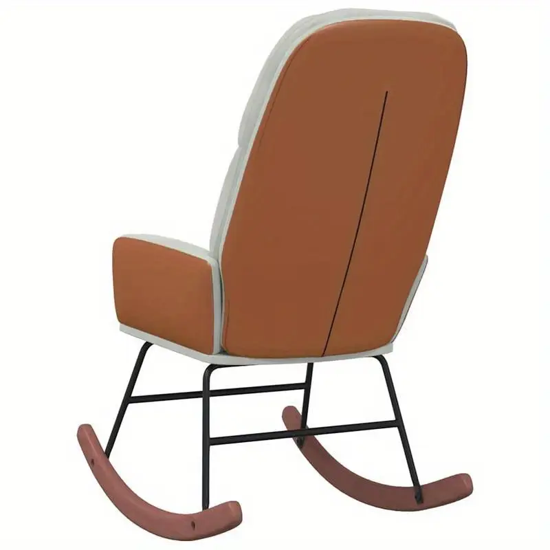 Křeslo houpací, relaxační, nohy světlé, látka světle šedá, oranžová, CAMARO